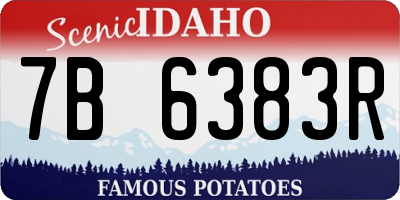 ID license plate 7B6383R