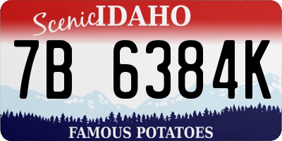 ID license plate 7B6384K