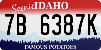 ID license plate 7B6387K