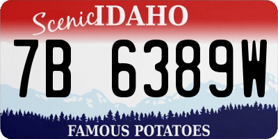 ID license plate 7B6389W