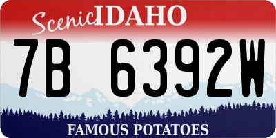 ID license plate 7B6392W