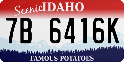 ID license plate 7B6416K