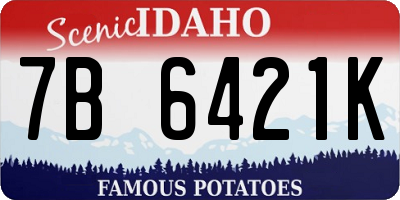 ID license plate 7B6421K