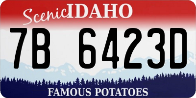 ID license plate 7B6423D