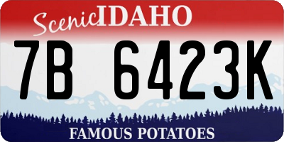 ID license plate 7B6423K