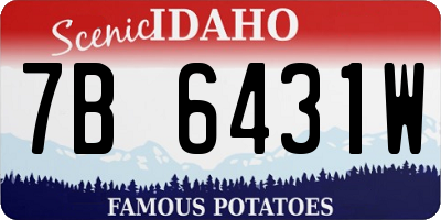 ID license plate 7B6431W