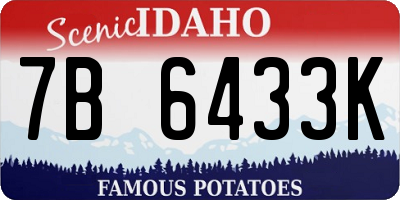 ID license plate 7B6433K