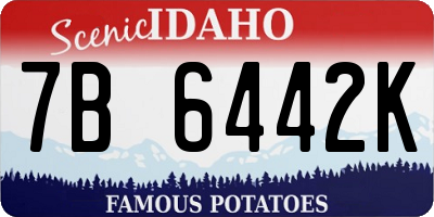 ID license plate 7B6442K