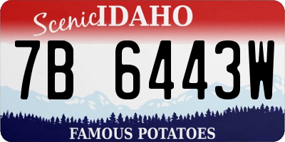 ID license plate 7B6443W
