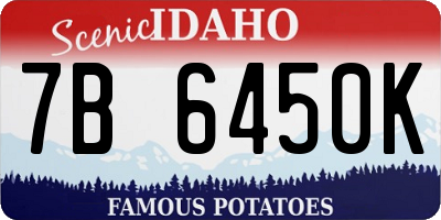 ID license plate 7B6450K