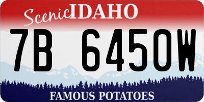 ID license plate 7B6450W