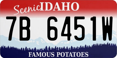 ID license plate 7B6451W