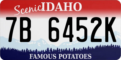ID license plate 7B6452K