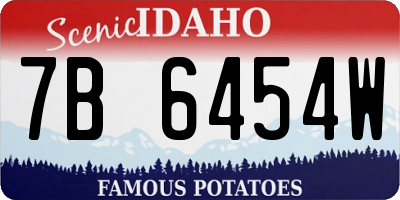 ID license plate 7B6454W