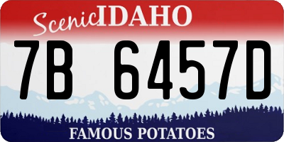 ID license plate 7B6457D