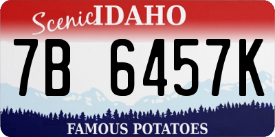 ID license plate 7B6457K