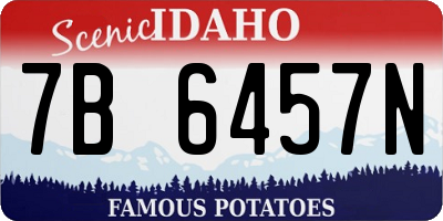 ID license plate 7B6457N