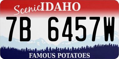 ID license plate 7B6457W