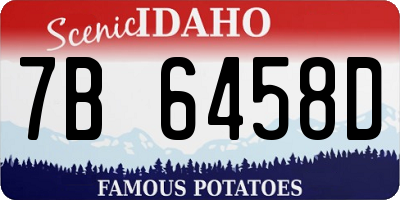 ID license plate 7B6458D