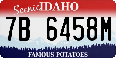 ID license plate 7B6458M