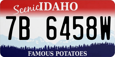 ID license plate 7B6458W