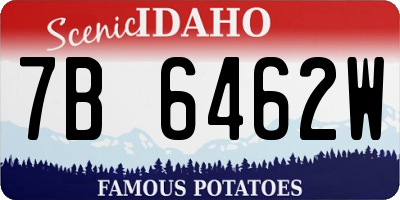 ID license plate 7B6462W