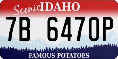 ID license plate 7B6470P
