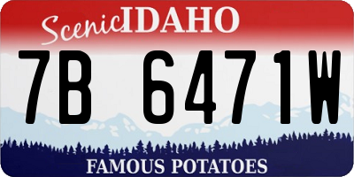ID license plate 7B6471W