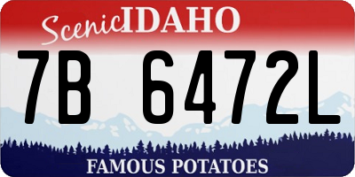 ID license plate 7B6472L