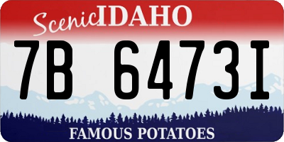 ID license plate 7B6473I