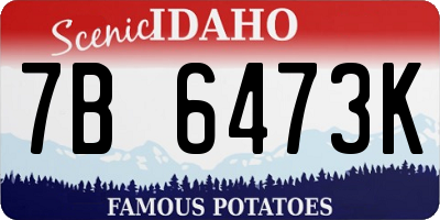 ID license plate 7B6473K
