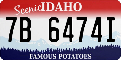 ID license plate 7B6474I