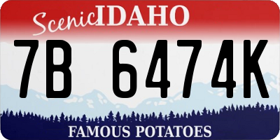 ID license plate 7B6474K