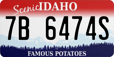 ID license plate 7B6474S