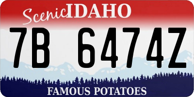ID license plate 7B6474Z
