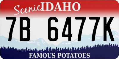ID license plate 7B6477K