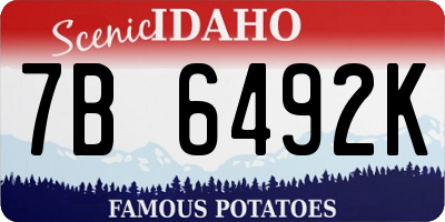 ID license plate 7B6492K