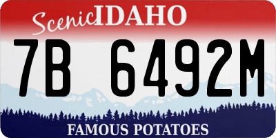 ID license plate 7B6492M