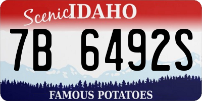 ID license plate 7B6492S
