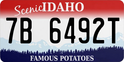ID license plate 7B6492T