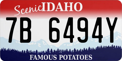 ID license plate 7B6494Y