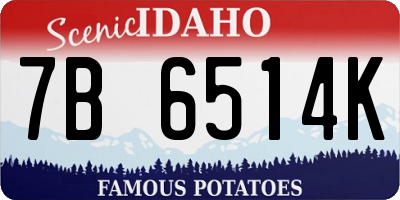 ID license plate 7B6514K