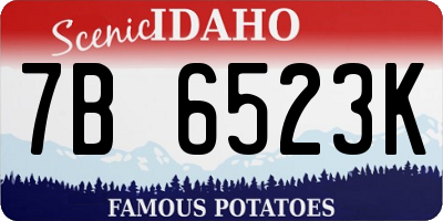 ID license plate 7B6523K