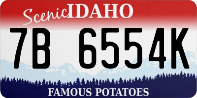ID license plate 7B6554K