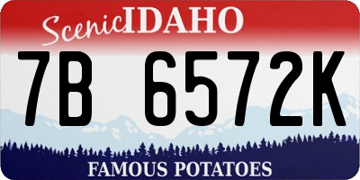 ID license plate 7B6572K