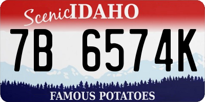 ID license plate 7B6574K
