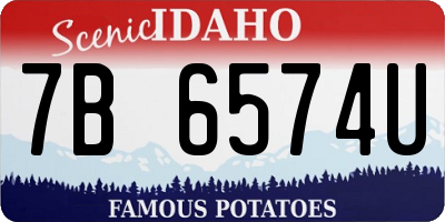 ID license plate 7B6574U