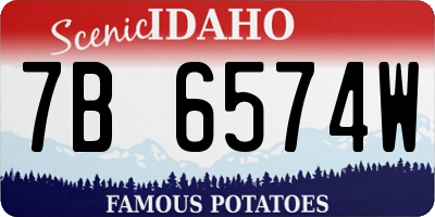 ID license plate 7B6574W