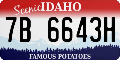 ID license plate 7B6643H