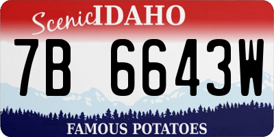 ID license plate 7B6643W